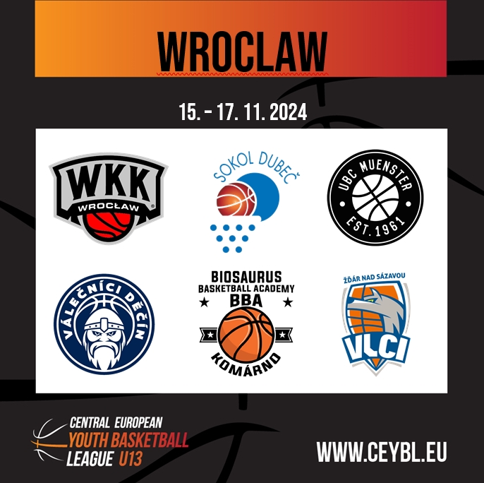 Pozvánka na další kolo Středoevropské Mladé Basketbalové Ligy v polské Vratislavi 15.-17.11.2024