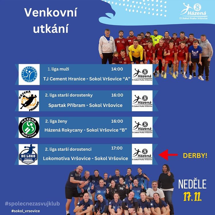 Házenkářská utkání oddílu házené T.J. Sokol Praha Vršovice 17. 11. 2024 -2