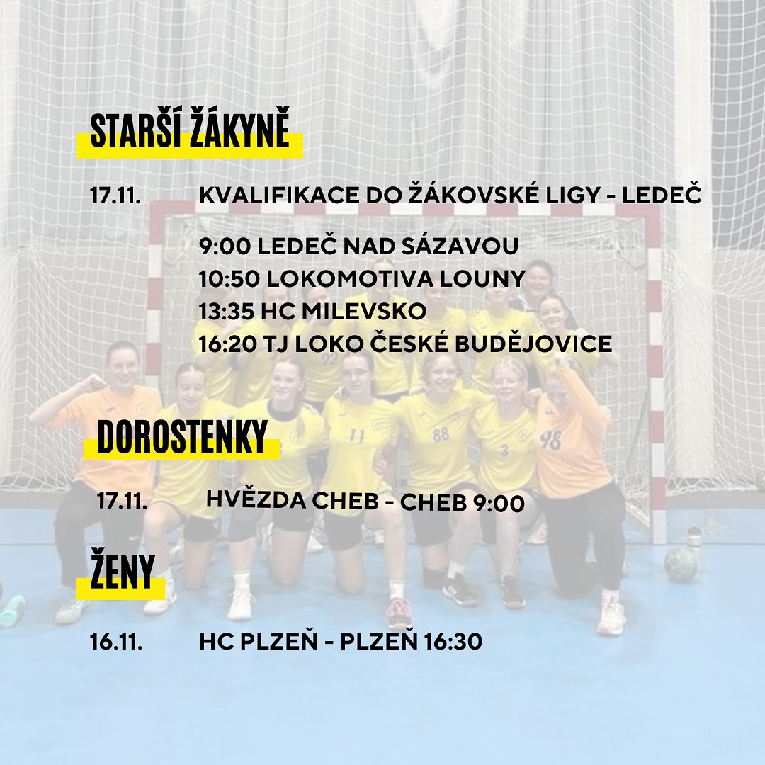 Plány na víkend 16.-17.11.2024 házenkářek z T.J. Sokol Kobylisy II
