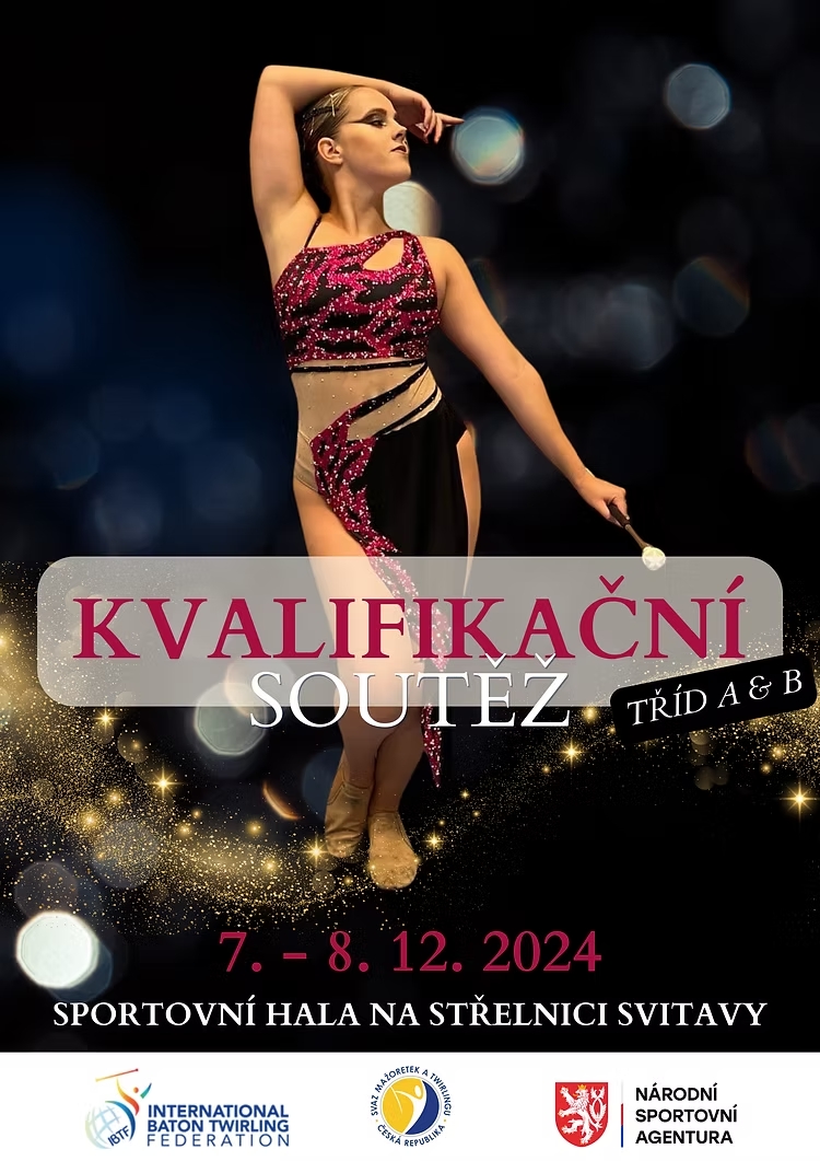 Pozvánka na Kvalifikační soutěž tříd A a B 2024 v twirlingu ve sportovní hale Svitavy 7.-8.12