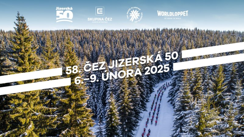 Pozvánka na lyžařský běžkařský závod 58. ČEZ Jizerská 50 v Bedřichově 6.-9.2.2025.jpg
