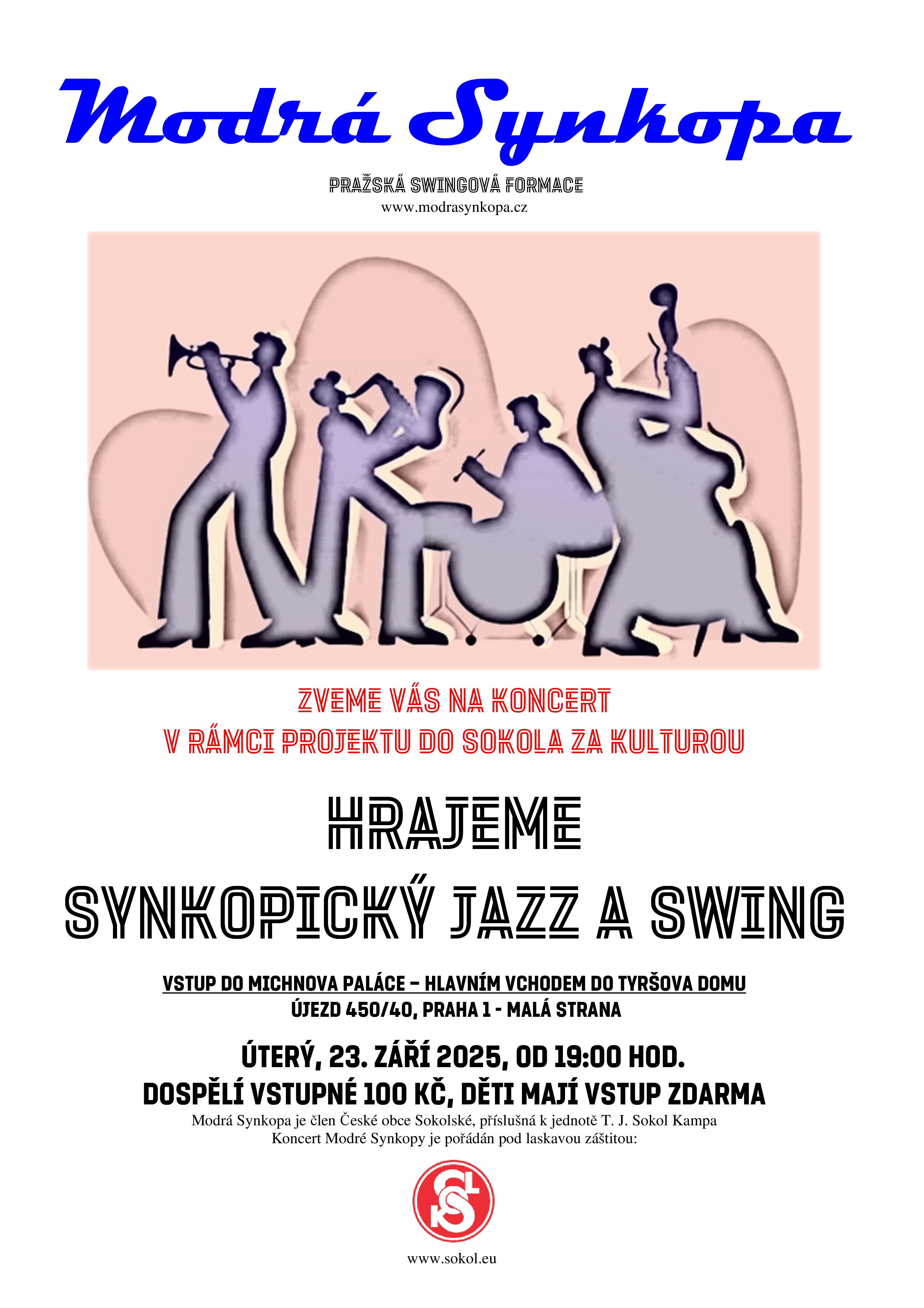 Pozvnka na Do Sokola za kulturou - Synkopcky jazz a swing v Michnov palci 23.9.2025.jpg