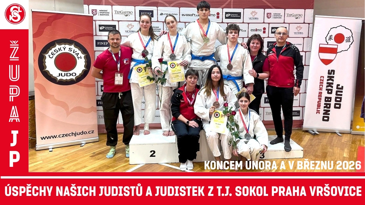 Miniatura pro YouTube - �sp�chy judist� a judistek z T.J. Sokol Praha Vr�ovice koncem �nora a v b�eznu 2026