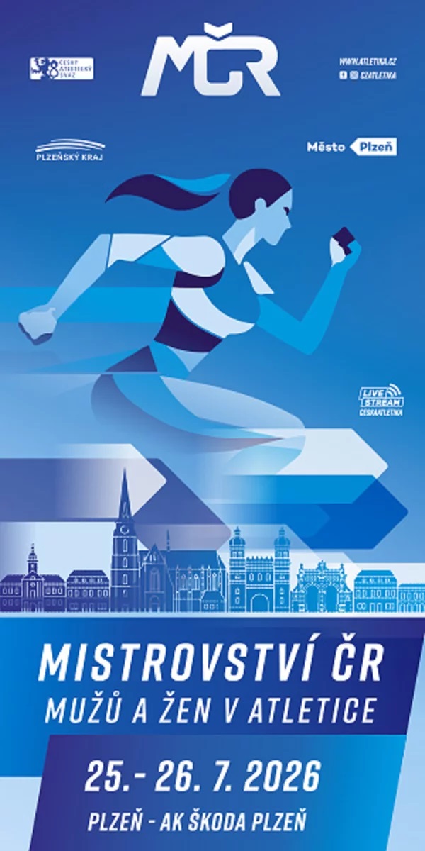 Pozv�nka na M�R mu�� a �en v atletice v Plzni 25.-26.7.2026 - logo.jpg